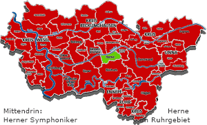 Hier sind wir zu Hause: Herne mitten im Ruhrgebiet.